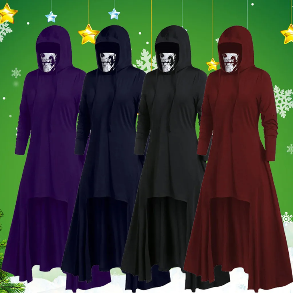 Зимнее женское платье размера плюс маска Череп чистый цвет пуловер с длинным