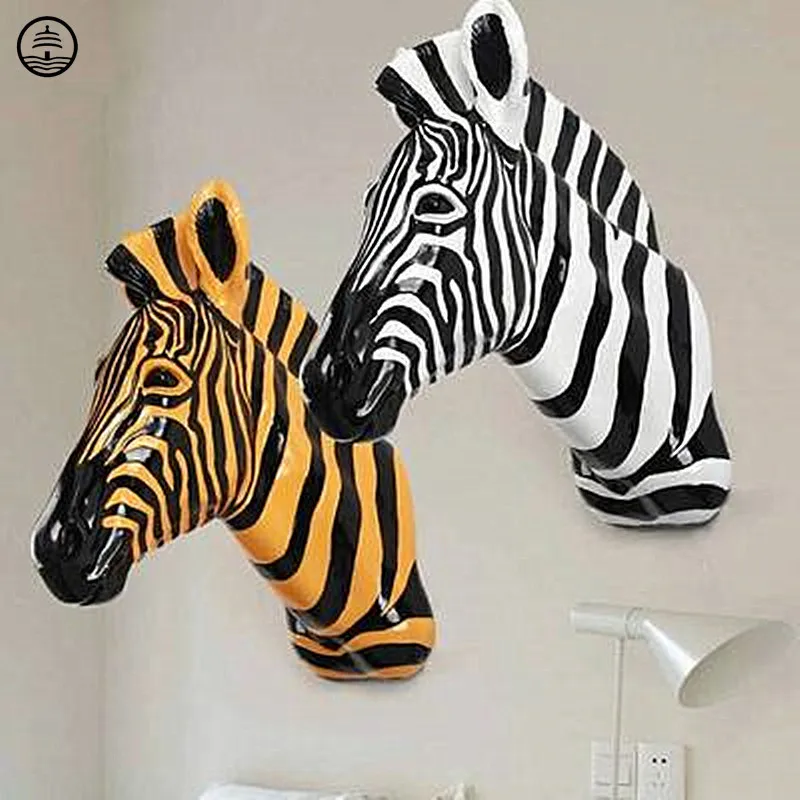 

Nordic Fashion Animal Zebra Head Wall Decoration Resin Statue Christmas Bar Room Decor Sculpture Modern Home Decor Accessories