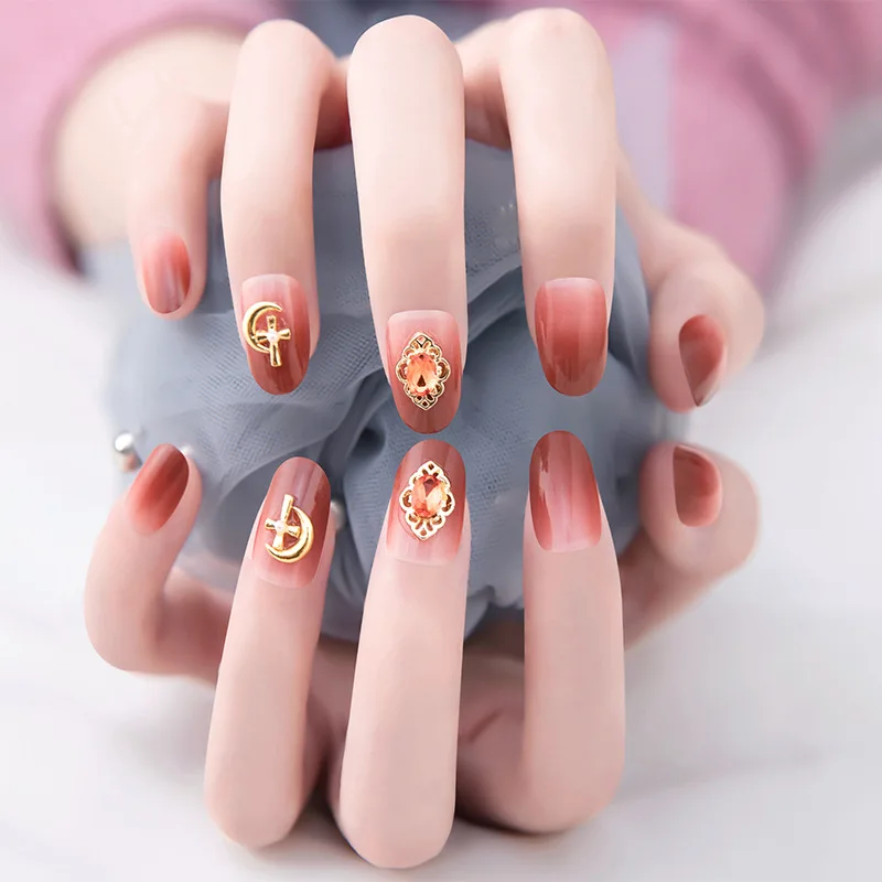 

24PCS Gradient Press On Nails Sweet Style Long Pointed Head Fake Nails Removable Wearable Artificial Nails Salon DIY Art SANA889