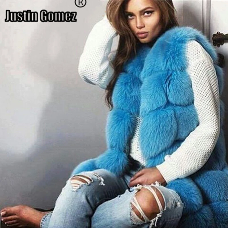 

Зимняя новая коллекция, искусственные жилеты из натурального Лисьего меха, восхитительная одежда для любителей искусственного меха