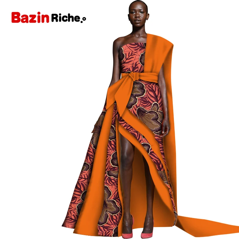 

Newest Fashion African Dresses for Women Private Custom Sleeveless Floor-length Sexy Cotton Party Dress Customized WY5619