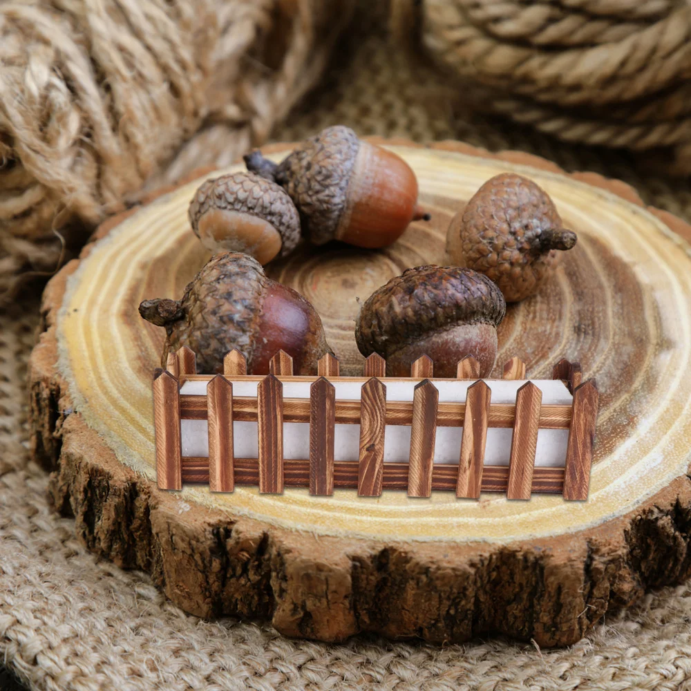 

1pc Carbonized Wood Flowerpot with Wood Fence Planter (Light Brown)