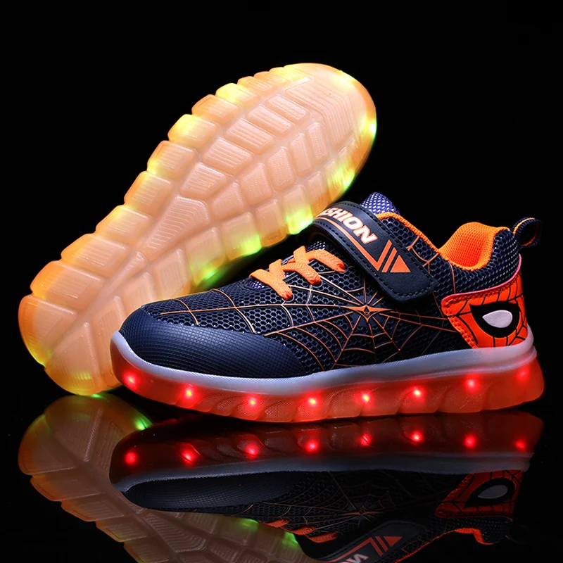 

Children Shoes Little Gilrs Summer 2021 Sports Baby Boys Casual Sneakers Breathable Glowing Light LED Kids Toddler Flats Boots