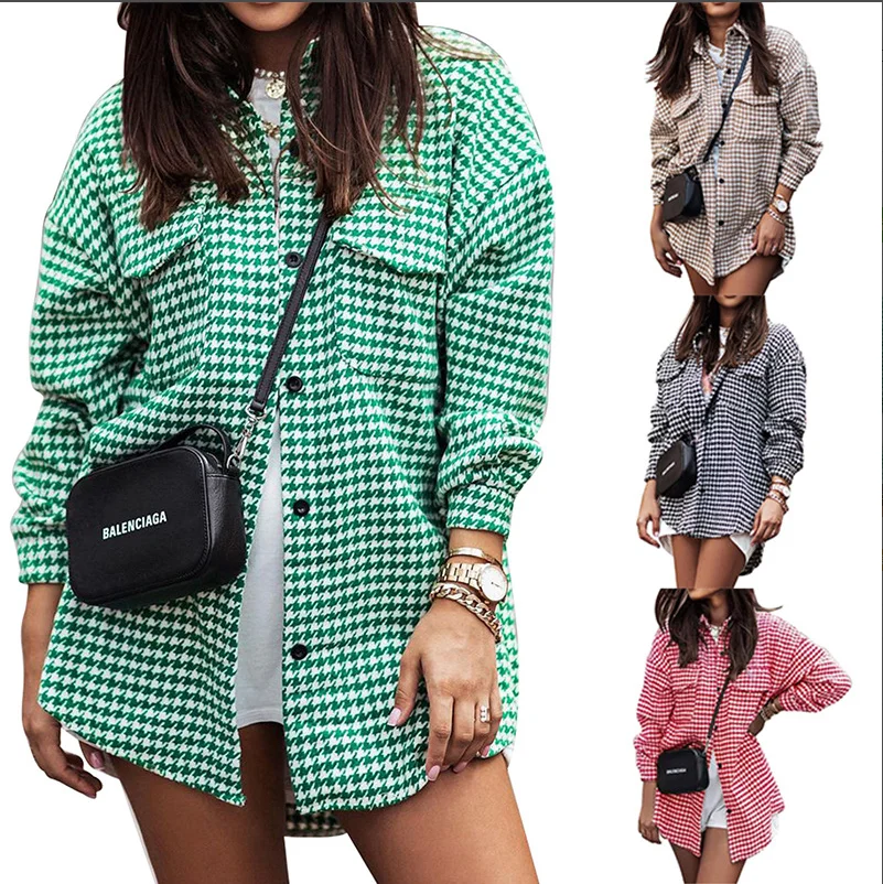 

Новинка 2021, повседневная осенне-зимняя рубашка с длинным рукавом, клетчатая рубашка в стиле High Street, свободная рубашка с длинным рукавом и во...
