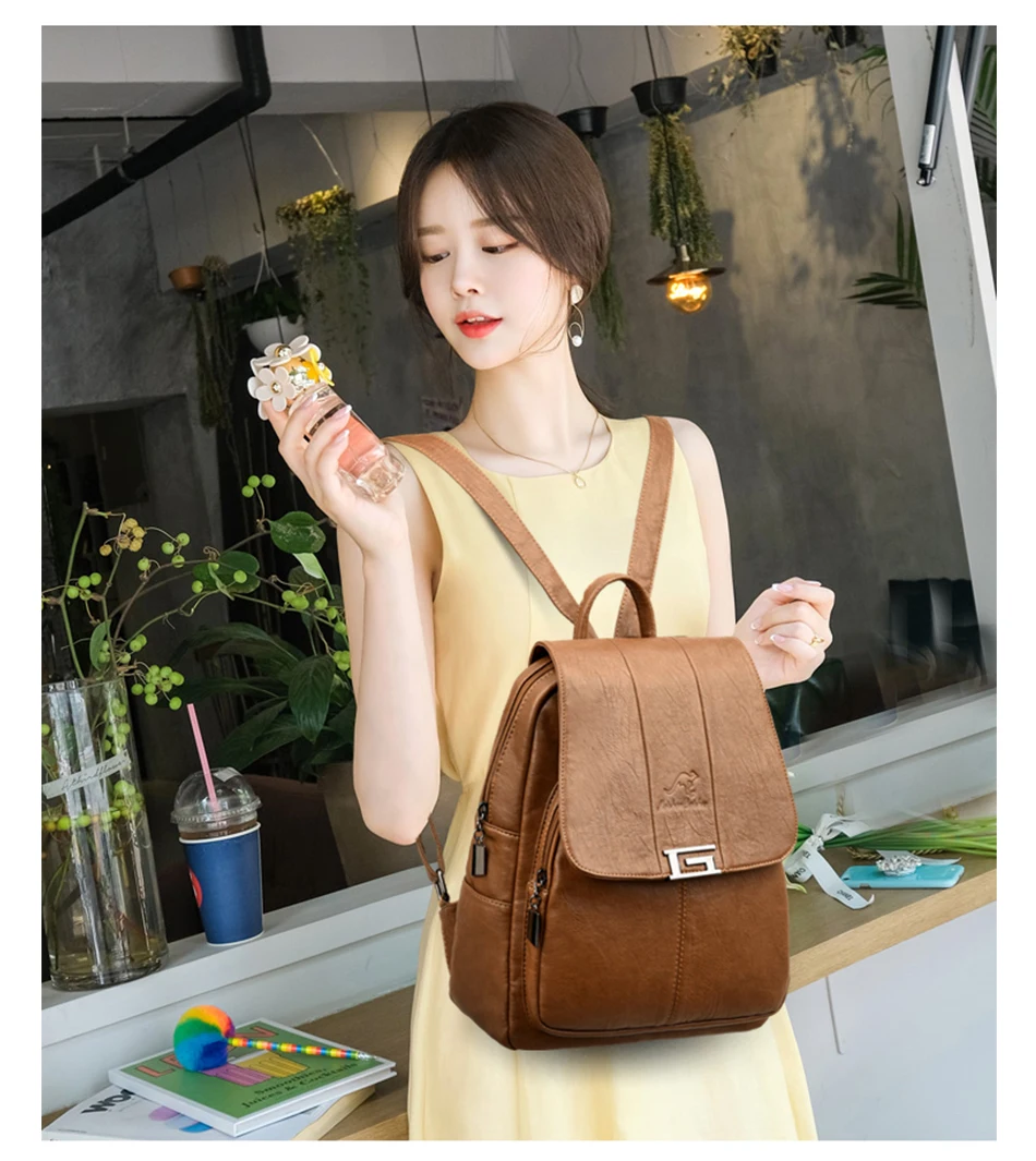 High Quality Leather Backpack Woman New Arrival Fashion Female Backpack String Bags Large Capacity School Bag Mochila Feminina