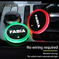 luminous car water cup coaster holder 7 colorful led atmosphere light usb charging for skoda fabia 1 2 3 mk1 mk2 mk3 nj3 nj5