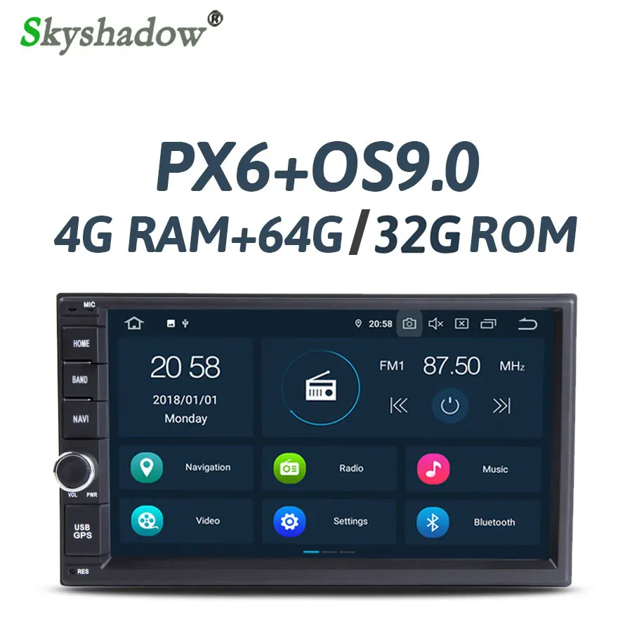 PX6 DSP HD ips Android 9,0 4 Гб ОЗУ 32 Гб ПЗУ шесть ядер RDS радио gps карта Bluetooth wifi Автомобильный мультимедийный плеер 2 Din для универсального
