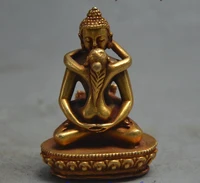 tibet buddhism bronze gilt gold samantabhadra yabyum tathagata statue figurine 5 5cm height