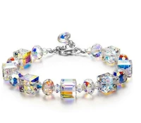 fashion bracelet cube crystal stone bracelet shines ab color luxury colors charm shiny rhinestone hand ring crystal jewelry