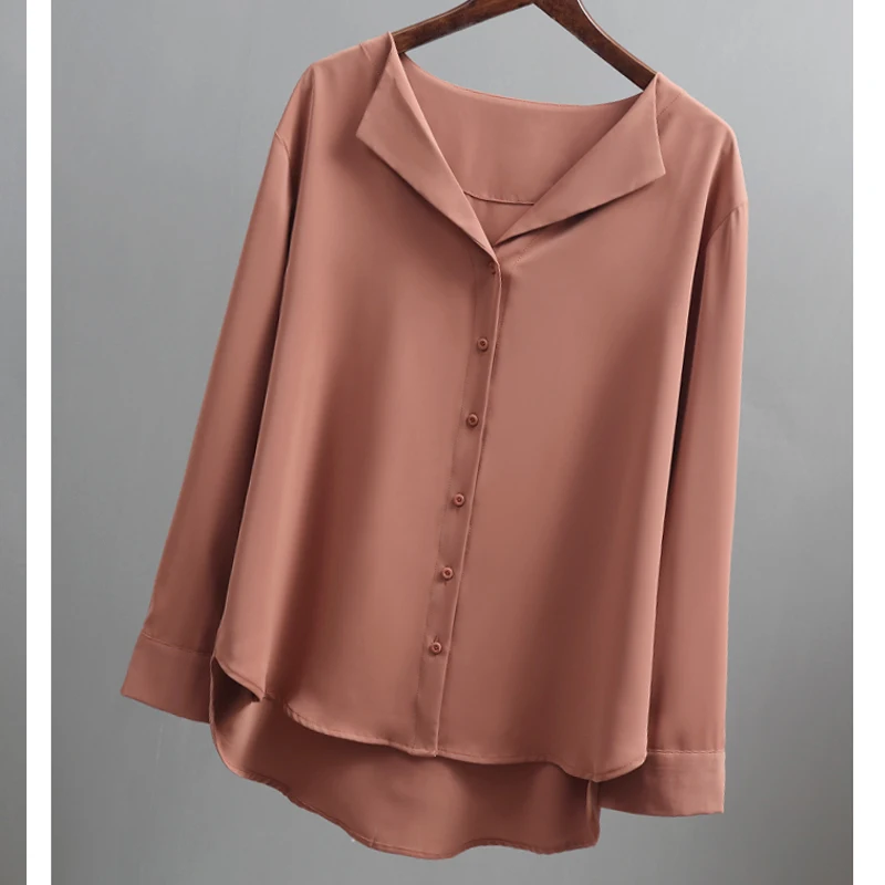 2021 Весна Blusas Свободные женские топы и блузки однотонная шифоновая женская блуза