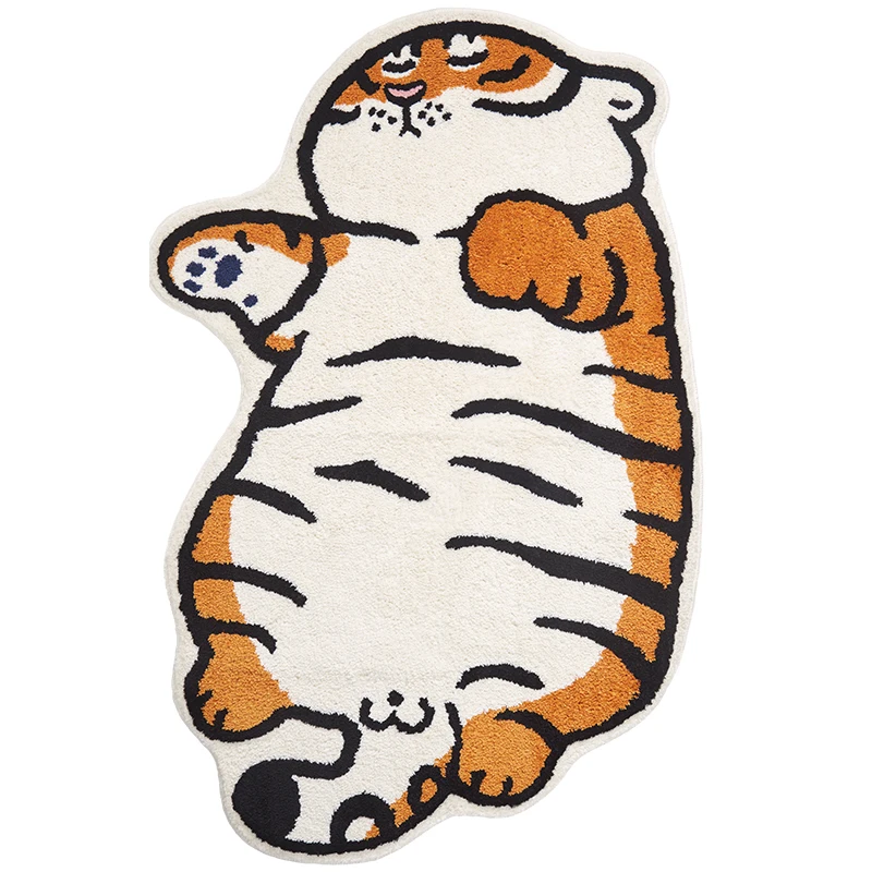 

Muti-fuction Cute tiger shaped woven area rug 100x160cm,children room floor mat 1.5cm thickness,decoration hanging rug