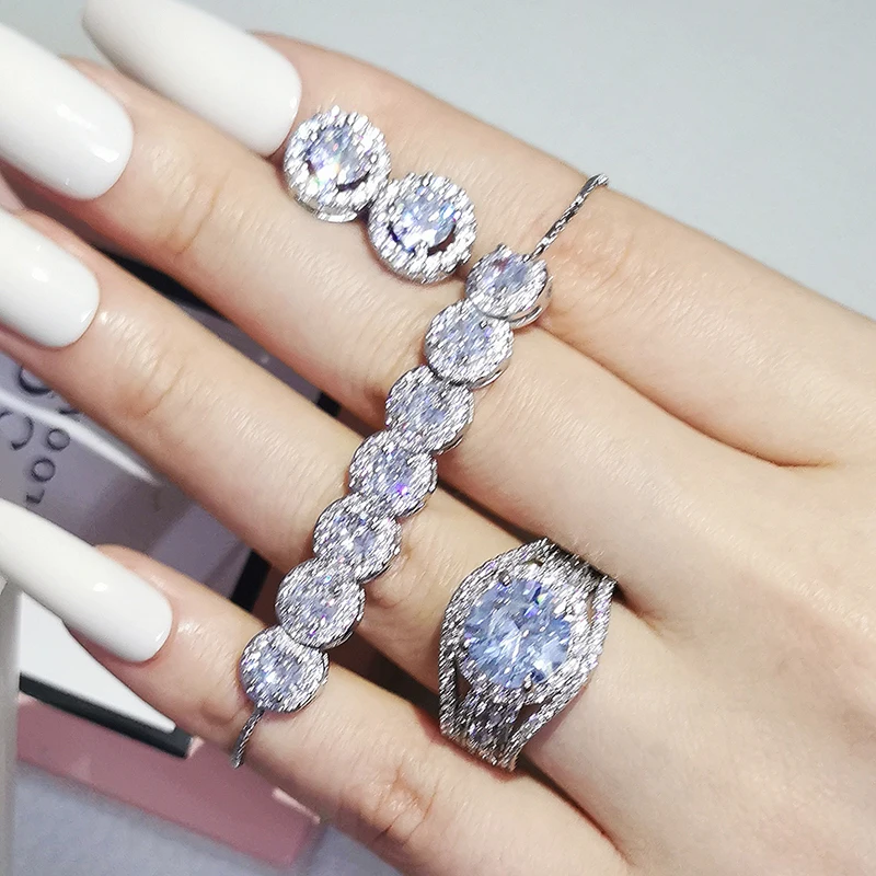 

3pcs Pack Valentine's Day Real silver color bride Jewelry Engagement Wedding Bridal ForLove for Brides Ring African J6975