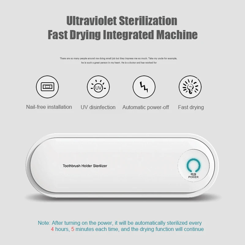 Держатель для зубной щетки ONEUP автоматическая дезинфекция уф стерилизация сушка