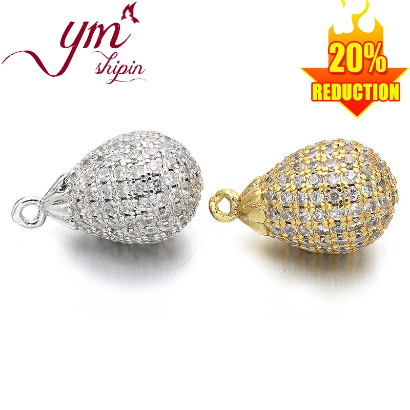 Латунный Соединитель с микроинкрустацией в виде капли воды 10 мм * 16 из циркония