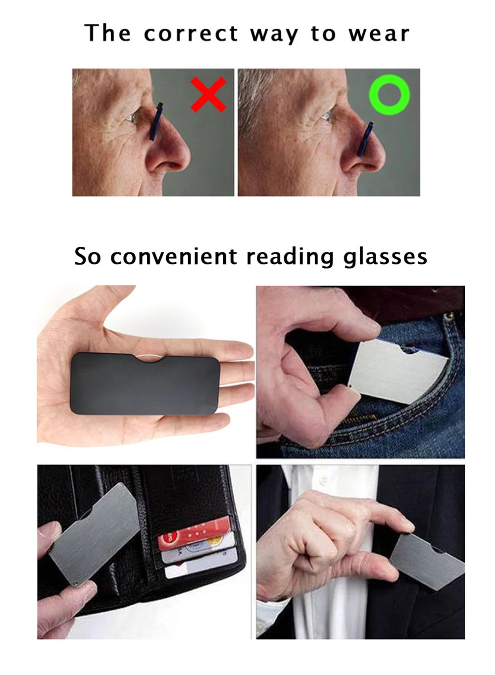 Очки для чтения без оправы мужчин и женщин аксессуар с зажимом носа чехлом очки