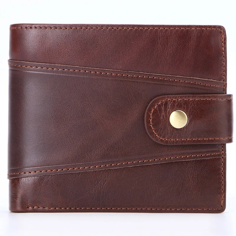 

Genuine Leather Men Wallet Retro Business Mini Short Hasp Trifold Coin Pouch Multifunction Card Package Casual Purse New DA50QB