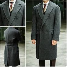 Inverno grosso casaco de lã para homem duplo breasted inglaterra estilo cacual moda formal entalhado engrossar ternos & jaqueta (3)