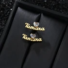 Индивидуальная именная табличка серьги в виде сердец, персонализированные Стад серьги с камнями серьги-гвоздики для женщин и девушек, трендовые товары, новые ювелирные изделия, подарок ко дню рождения