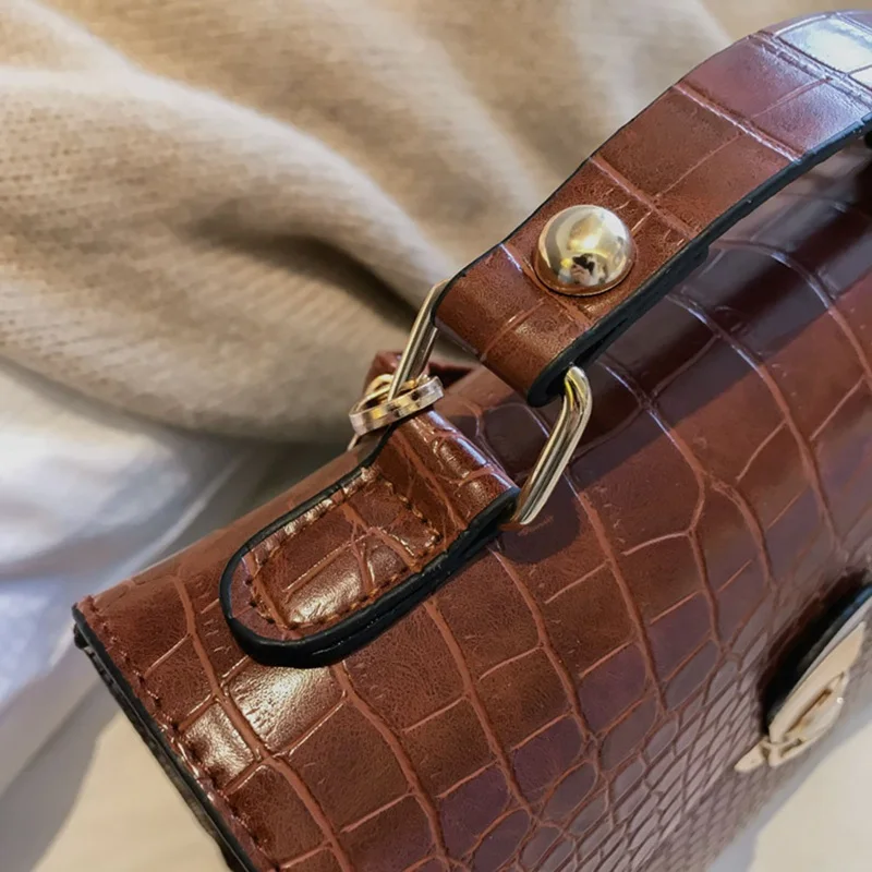 С каменным узором кожаные сумки женские винтажные на плечо деловые формальные