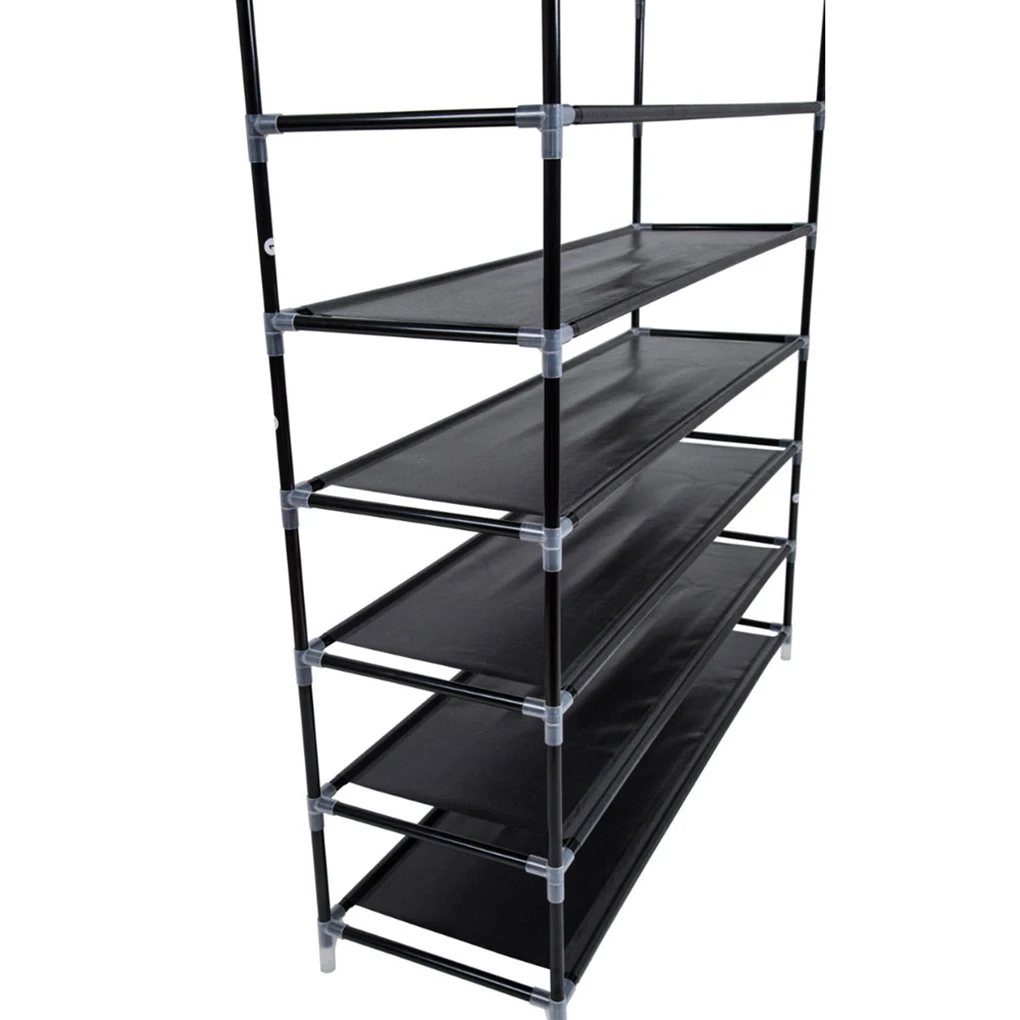 

Simple Assembly 10 Tiers Non-woven Fabric Steel Shoe Rack with Handle Shoe Storage Shelf 100cm