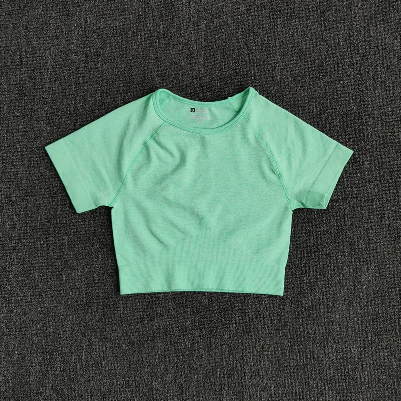

Yoga Shirt Short Sleeve Solid Color Seamless Women's Fitness Short Top Workout Top Gym Suit Sportswear Running T-shirt