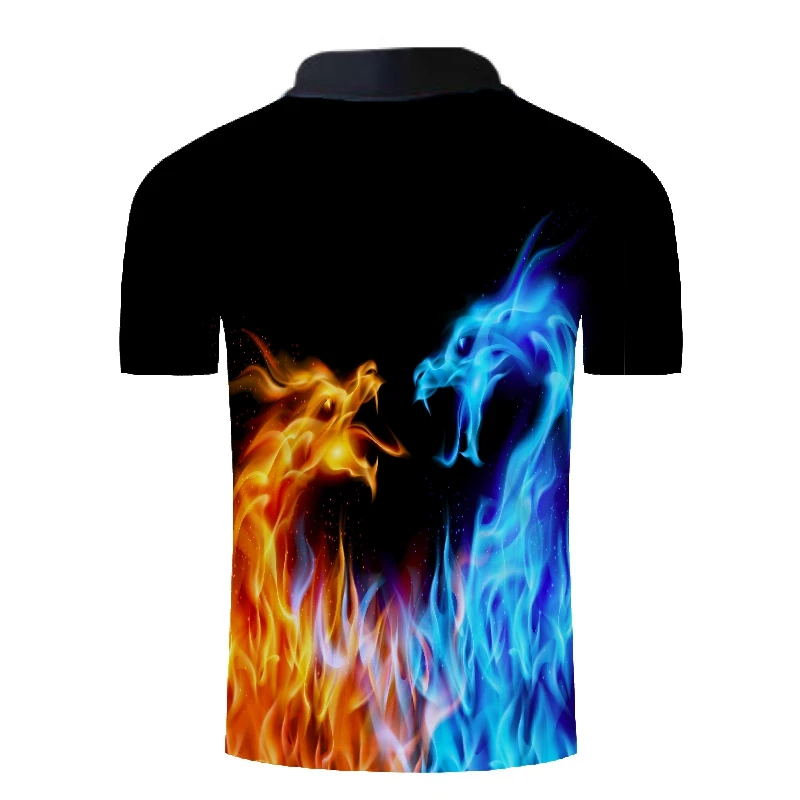 Новинка красная синяя 3D рубашка поло с изображением пламени ледяного огня
