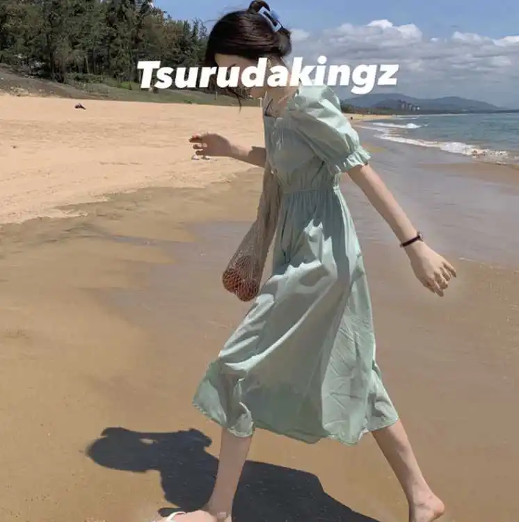 Пляжное платье Новинка лета 2021 Крутое мятно-зеленого цвета для отпуска