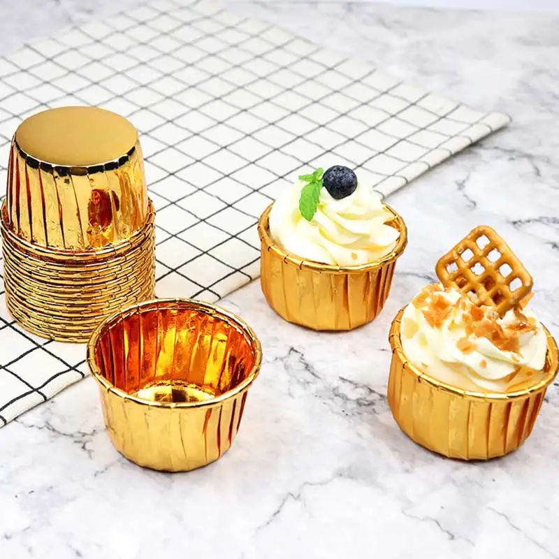 50 шт./компл. одноразовый поднос для торта из алюминиевой фольги круглый стаканчик
