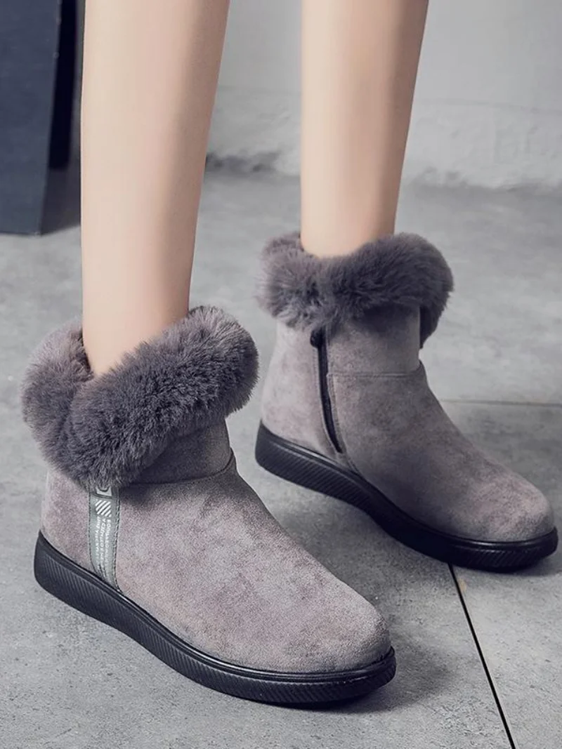 

Зимние ботильоны для женщин, повседневная женская обувь, зимние сапоги на молнии, женские плюшевые меховые сапоги на платформе Botas Mujer