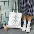 Абстрактная холщовая мультяшная сумка-шоппер, женская сумка большой вместимости, повседневная с принтом, Академия Harajuku ins, шикарные винтажные художественные сумки через плечо