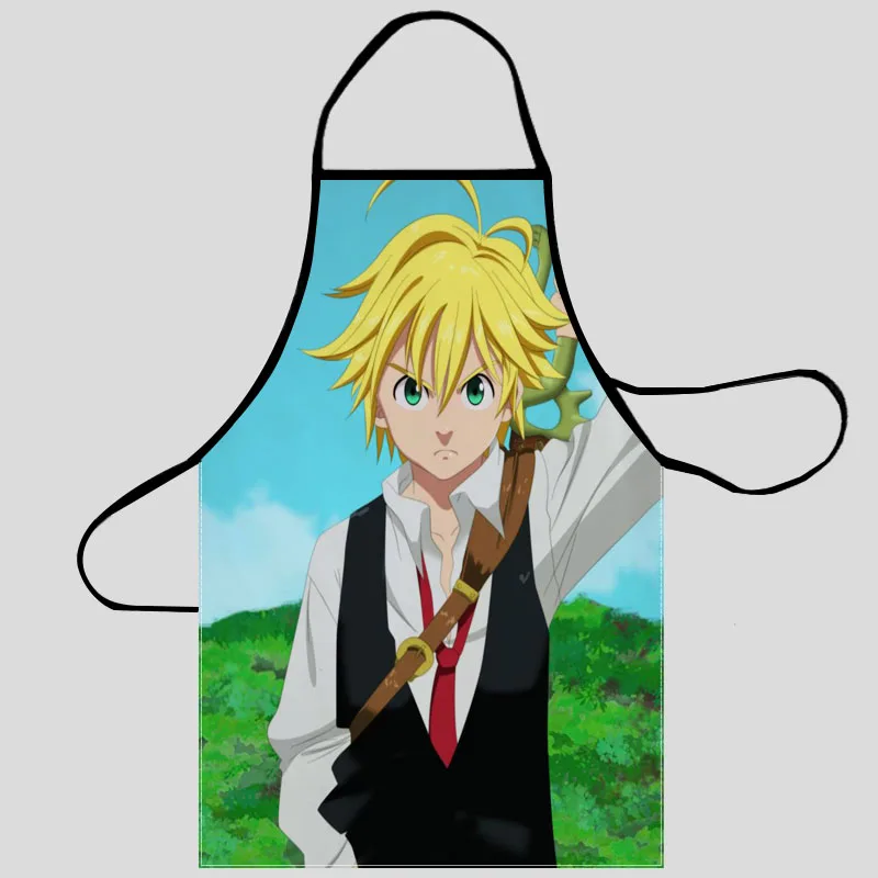 

Seven deadly sins meliodas Pattern Oxford Fabric Apron For Men Women Bibs Home Cooking Baking Cleaning Aprons Kitchen Accessory
