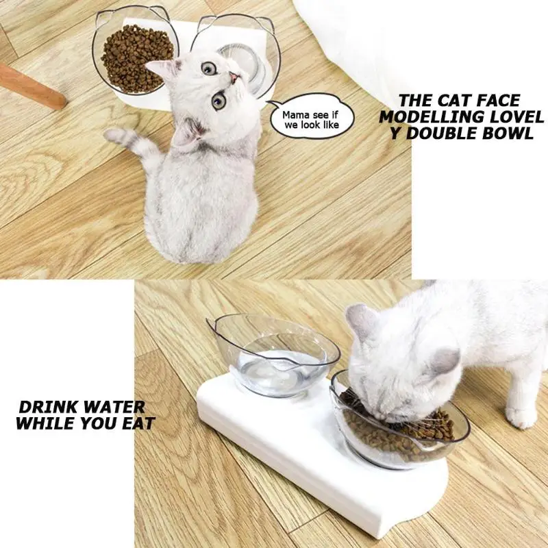 Двойные чаши Нескользящие для кошек с поднятой подставкой еды и воды домашних