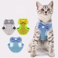 adjustable cat harness vest outdoor walking cat harness and leash set for cats pet collar cute bow breathable pet kitten harness