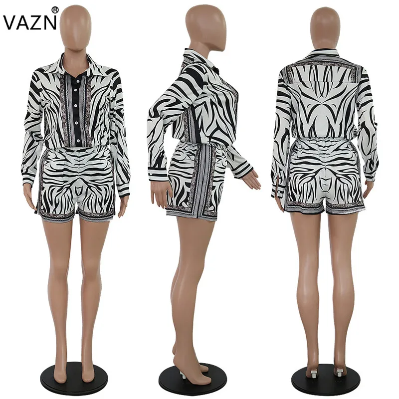 VAZN PN6232 новые высококачественные шифоновые Элегантные Новые популярные сексуальные стильные женские комбинезоны с воротником поло с длинными рукавами шифоновые Комбинезоны