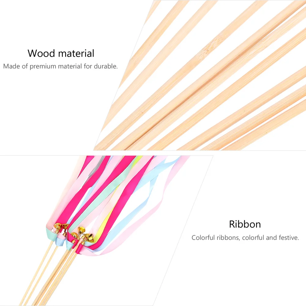 

6pcs Colorful Ribbon Wands Decorative Ribbons Wedding Streamers (Random Color)