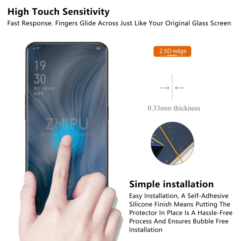 Для Oppo Reno 10x zoom 2.5D Arc Edge антишпионское закаленное стекло для Oppo Reno 10x zoom 6," Защитная пленка для экрана