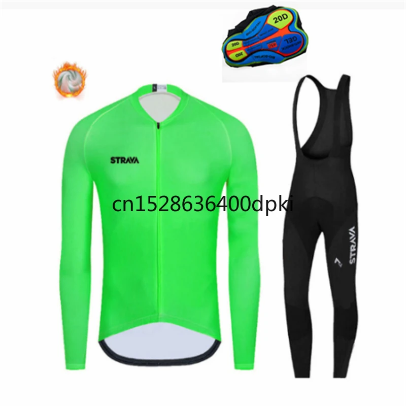 

Clothing MTB Bike Jersey Men Long Sleeve MTB Bicycle Clothing 2021 Pro STRAVA Winter Thermal Fleece Cycling Jersey Set Bicycle