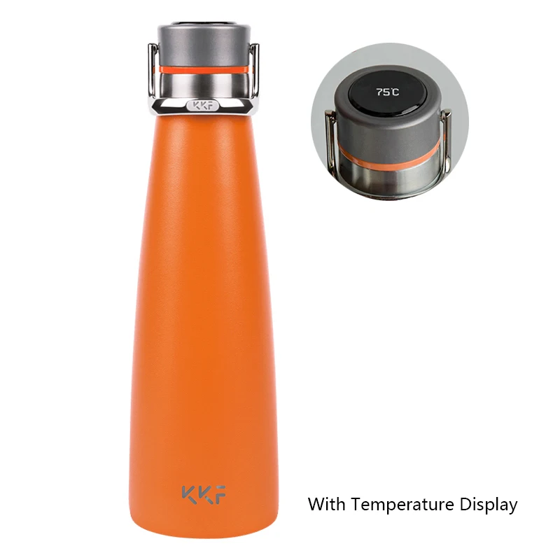 Smart Version Orange Новое обновление Xiaomi KKF умный термос дисплей температуры Вакуумная бутылка 24 h вакуумная фляга 475 мл туристическая кружка чашка из нержавеющей стали - Цвет: Smart Version Orange