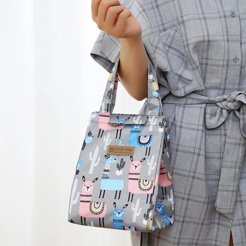 

Functional Pattern Cooler Lunch Box Portable Insulated Canvas Folding Lunch Bag Thermal Food Picnic Lunch Bags For Women Kids