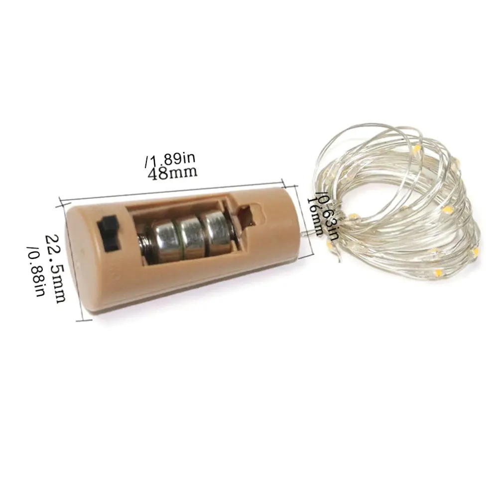 

10 Pack included Battery 2M 20LED Cork Shaped LED String Garland silver Wire Fairy Lights for Glass Craft Bottle Christmas/Valen