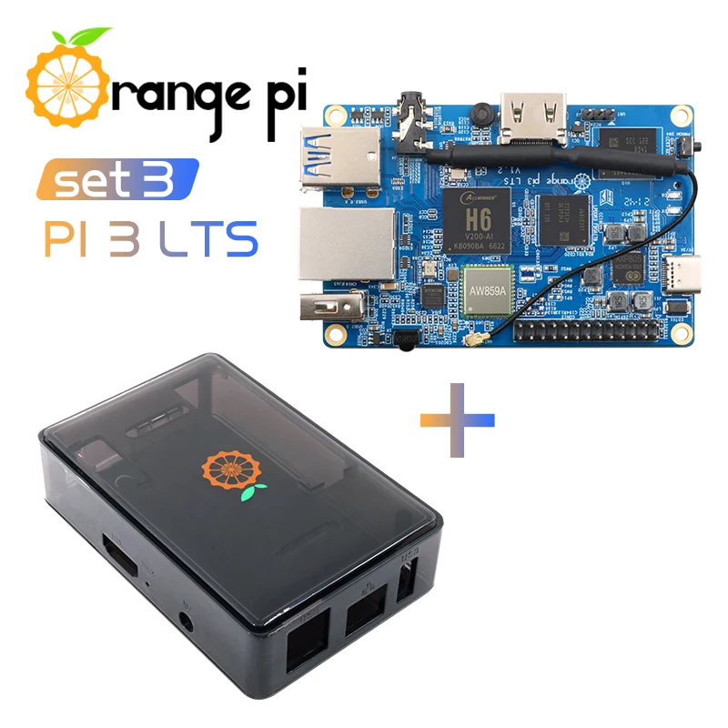 Чехол Orange Pi 3 LTS + ABS черный HDMI WIFI BT5.0 компьютер с открытым исходным кодом работает