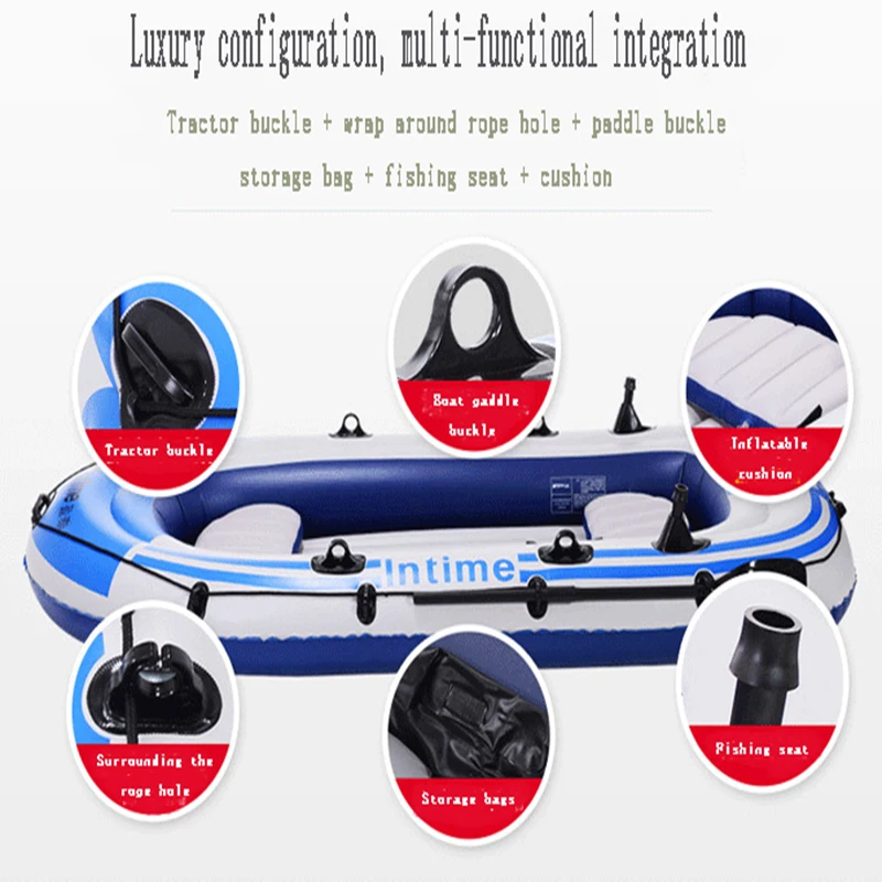 Утолщенная надувная лодка из ПВХ для 4 человек плот река озеро насос рыболовная с