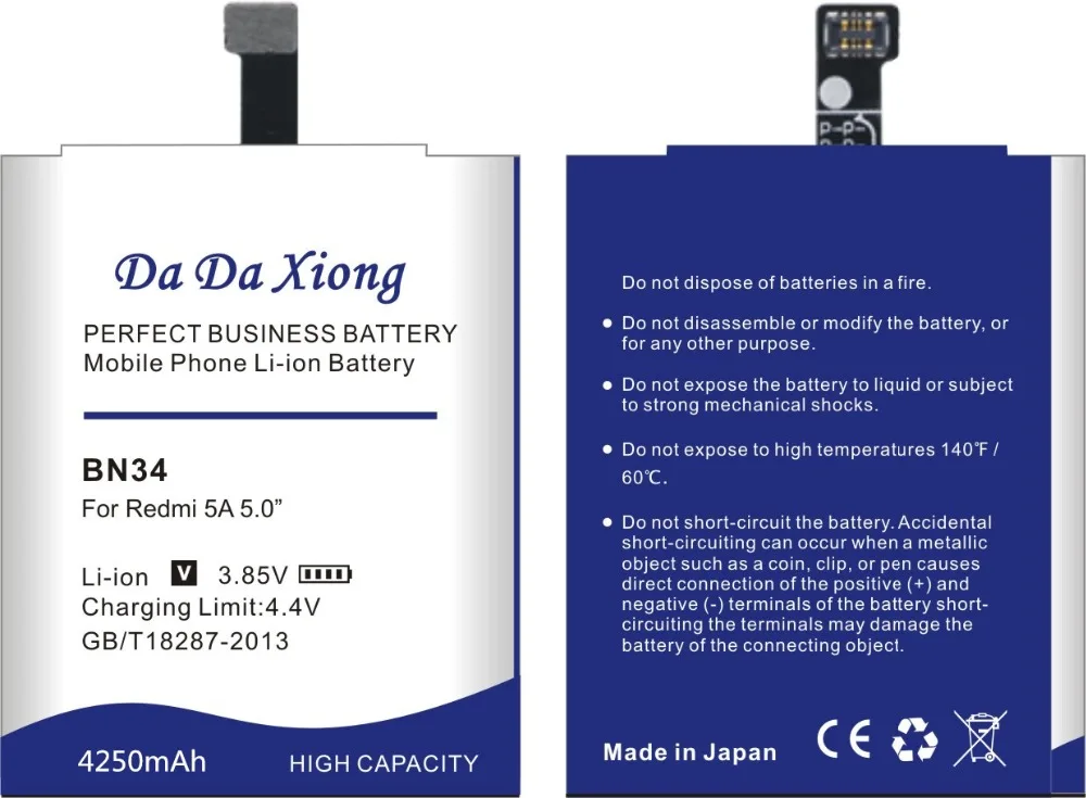 Da Xiong аккумулятор для телефона BN34 для Xiaomi Redmi 5A 5," Сменный аккумулятор 4250 мАч батареи для телефонов большой емкости