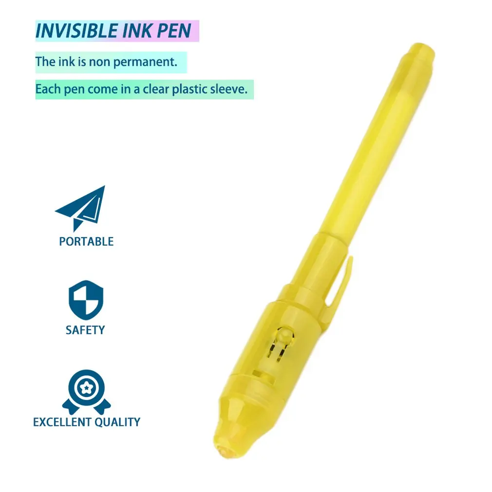 UV Light Pen 2-in-1 Blacklight Creative Stationery Magical Invisible Ink with Back For Message Security Marker | Дом и сад