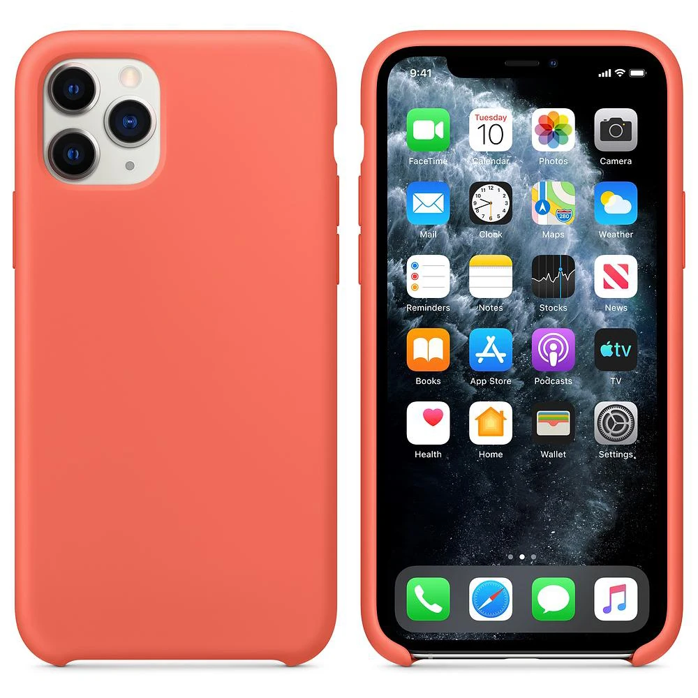 Clementine (Orange) Силиконовый чехол, роскошный тонкий мягкий чехол для IPhone 11 Pro Max, чехол xs max xr x 8 7 6s plus, чехол с логотипом, резиновый противоударный силикагель - Цвет: Clementine (Orange)