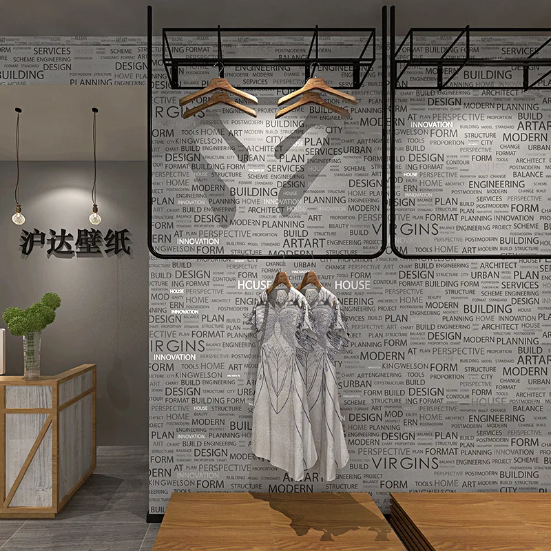 

English alphabet modern minimalist personality wallpaper cafe bar restaurant retro nostalgic women's clothing store