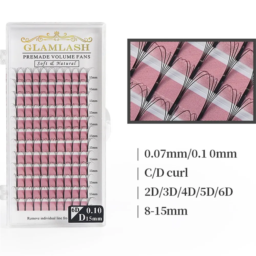 Ресницы GLAMLASH 2D3D4D5D6D с длинным стержнем готовые русские ресницы для объема