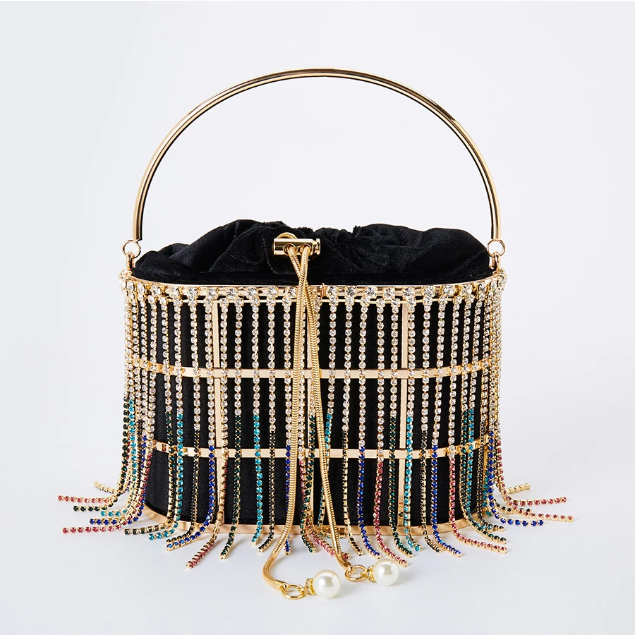 Цвет стразы вечерняя сумка клатч с кисточкой для женщин 2020 Корейская роскошная