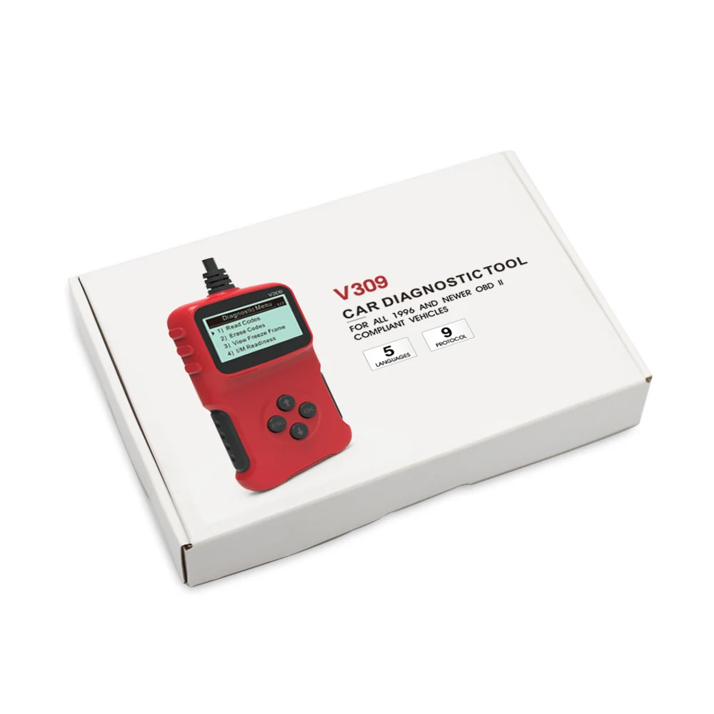 Диагностический сканер OBD2 V309 диагностический OBDII для автомобиля инструмент