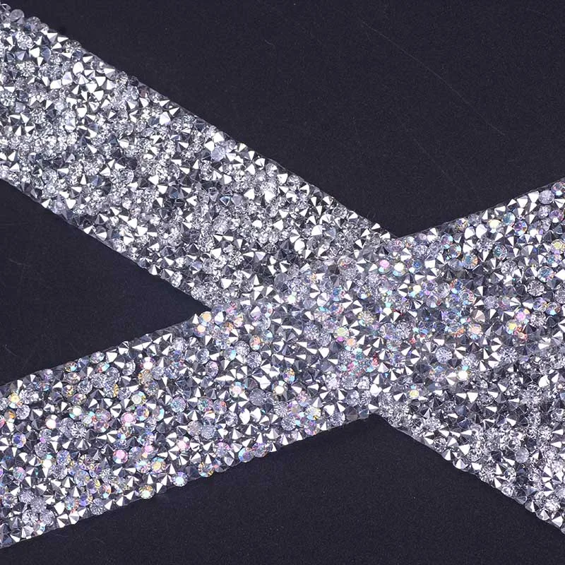 1 ярд 3 см в ширину серебро Кристалл Стразы цепочкой исправление мотив блеск ткани